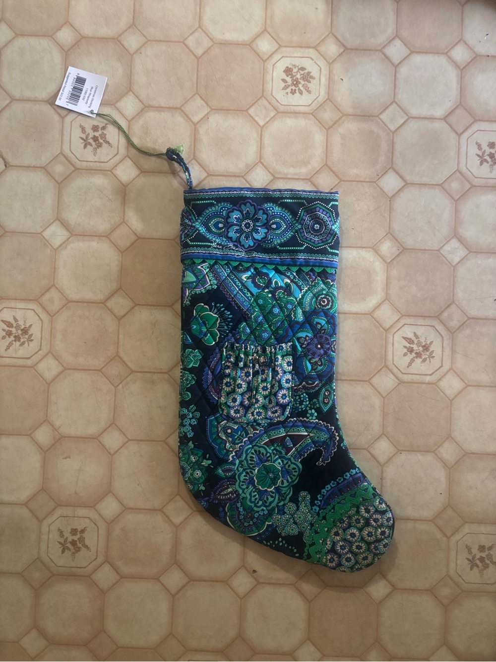 Vera Bradley Blue Green Paisley Quilted Holiday Stocking